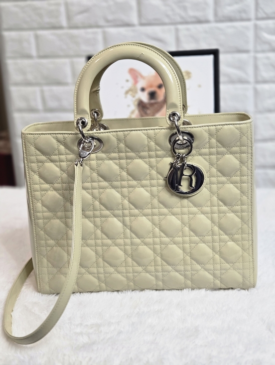 Dior Handbags - SOLD!!Christian Dior Lady Dior Bag Cannage Quilt Patent Large